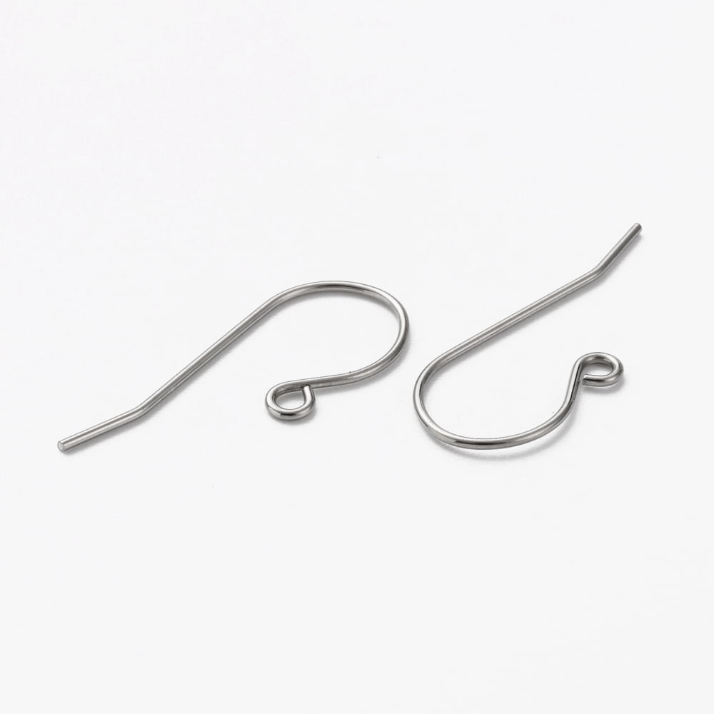 1000pc Tarnish Resistant 304 Stainless Steel Earring Hooks Ear Wire with Horizontal Loop Stainless Steel Color 28mm Hole: 1.8mm 20 Gauge Pin: 0.8mm
