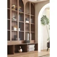 thumbnail image 3 of Librería integrada de pared entera a pared superior, gabinete de arco doméstico de madera maciza fijo, 3 of 4
