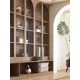 thumbnail image 3 of Librería integrada de pared entera a pared superior, gabinete de arco doméstico de madera maciza fijo, 3 of 4
