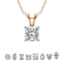 Lab Grown Diamond Pendant Necklace For Women | 2 Carat IGI Certified Princess Shape FG-VS | Solitaire Pendant Necklace 14K Rose Gold | Quartze Split Bail