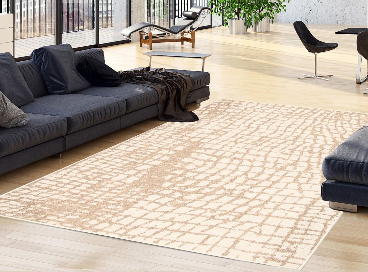 ECARPET Indoor Outdoor Area Rug for Patio, Deck, Living Room Sisal Safari Collection