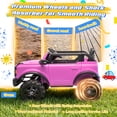 thumbnail image 6 of 24V Ride On Toys for Big Kids 2 Seat, Licensed Ford Bronco Base Powered Ride On Cars with Remote Control, 4 Wheel Spring Suspension, Lights, Bluetooth, Kids Electric Car for Boys Girls Age 3-8, Pink, 6 of 7