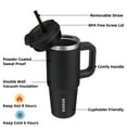 thumbnail image 3 of BJPKPK 30oz Stainless Steel Insulated Tumbler With Handle And Lid Straw Travel Coffee Mug Thermal Cup,Black, 3 of 7