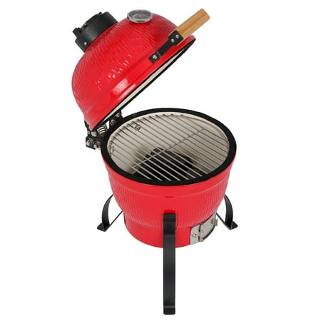 Veryke 13in Egg Style Ceramic Charcoal Kamado Grill  Roaster and Smoker for Outdoor Picnic BBQ Barbecue - Orange