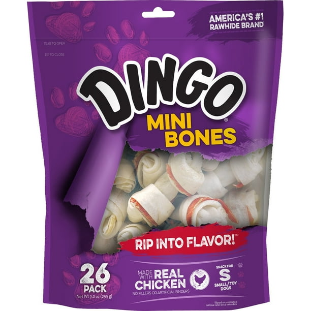 Dingo Mini Bones Dog Chews Made with Real Chicken, 26Count Walmart