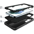 thumbnail image 4 of Galaxy S21 FE Case for Samsung Galaxy S21 FE Case  Drop Shockproof  Heavy Duty Rugged 3 in 1 Protection Cover for Galaxy S21 FE Phone Case (Black+Black), 4 of 16