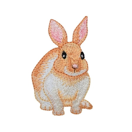Bunny Rabbit Applique - Natural Bunny Rabbit - Cream/Fawn Fur - Iron on Applique Patch/ Embroidered Patch