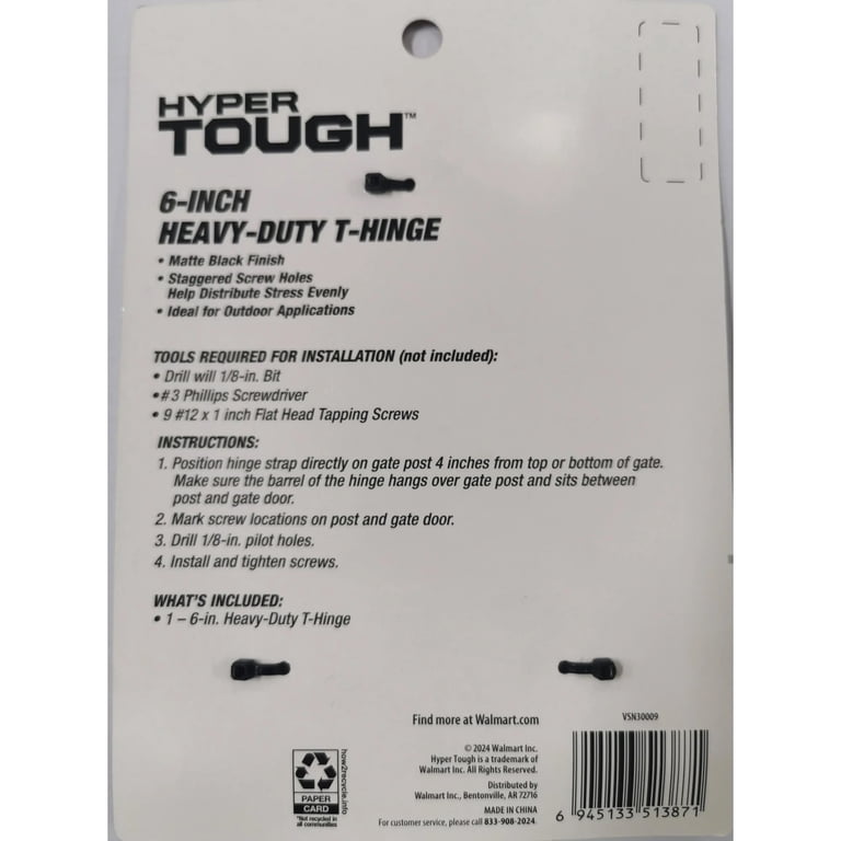 Hyper Tough Heavy Duty Tee Hinge, Black, 6 Inch photo 7