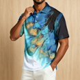 thumbnail image 5 of Men's Tie Dye Polo Shirts Short Sleeve Henley Button T Shirts Summer Vacation Causal Tees, 3XL, 5 of 6