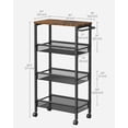 thumbnail image 6 of Slim Rolling Cart, 4-Tier Storage Cart, Narrow Cart with Handle, 8.7 Inches Deep, Metal Frame, for Kitchen, Dining Room, Living Room, Home Office, Rustic Brown and Classic Black, 6 of 6