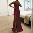 thumbnail image 4 of Prom Dresses For Women Sparkly Sequin Long Slit Off Shoulder Bridesmaid Dress Pleated Evening Formal Gowns XL, 4 of 9