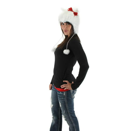 Kitty Cat Hoodie Costume Hat White One Size