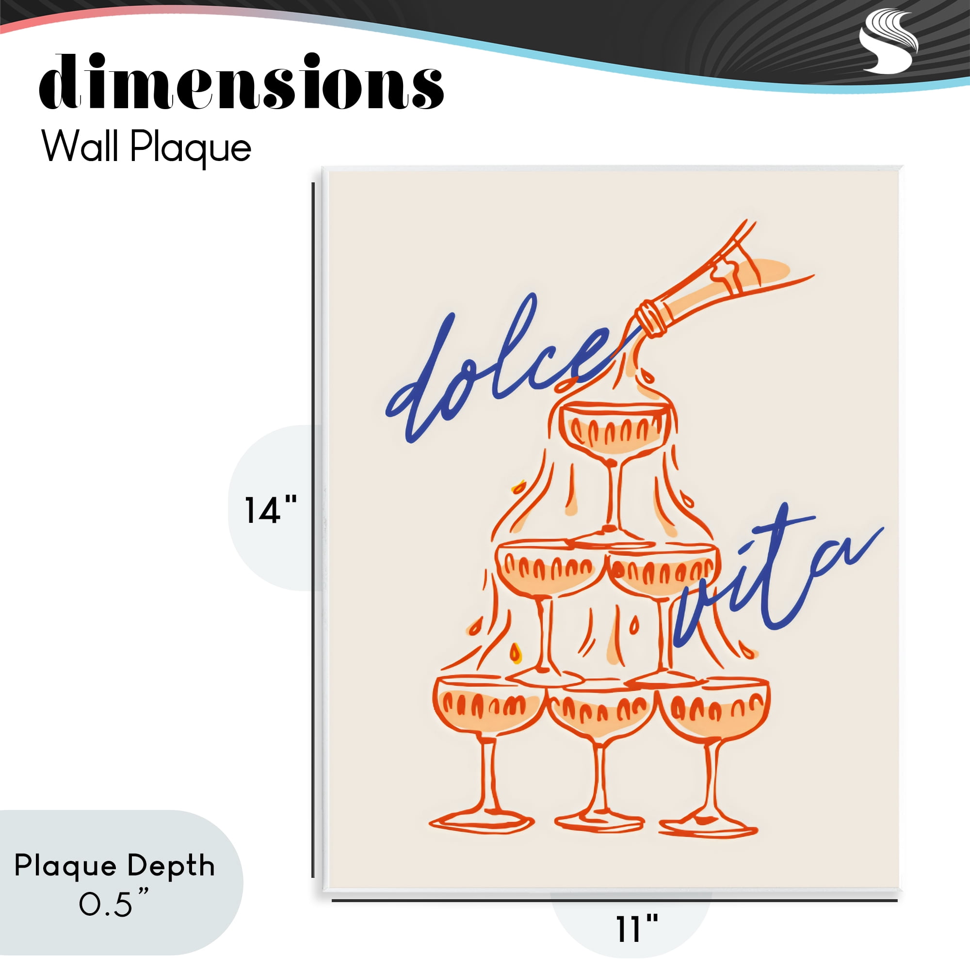 Stupell Industries Dolce Vita Champagne Tower Wall Plaque Art, design by The Prints Vibe