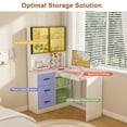 thumbnail image 5 of S-HOME Modern Ergonomic L-Shaped Computer Desk Featuring MDF Construction, Keyboard Tray And LED Lighting ,USB Charging Ports, White, 5 of 17