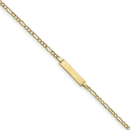 14k Yellow Gold Id Link Figaro Bracelet 7 Inch Gifts For Women For Her
