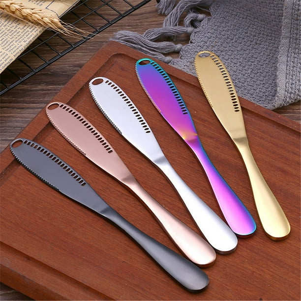Butter Spreader Knife Pure Color Durable Stainless Steel Butter Spreader With A Serrated Edge And Hole Multi Function Butter Knife Western Bread Jam Knife Walmart Com Walmart Com