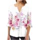 thumbnail image 1 of Camisetas con Cuello en V Mujeres Moda Impresa 3/4 Mangas Blusa, Top Cómodo Casual para el Hogar Y Diario, 1 of 5