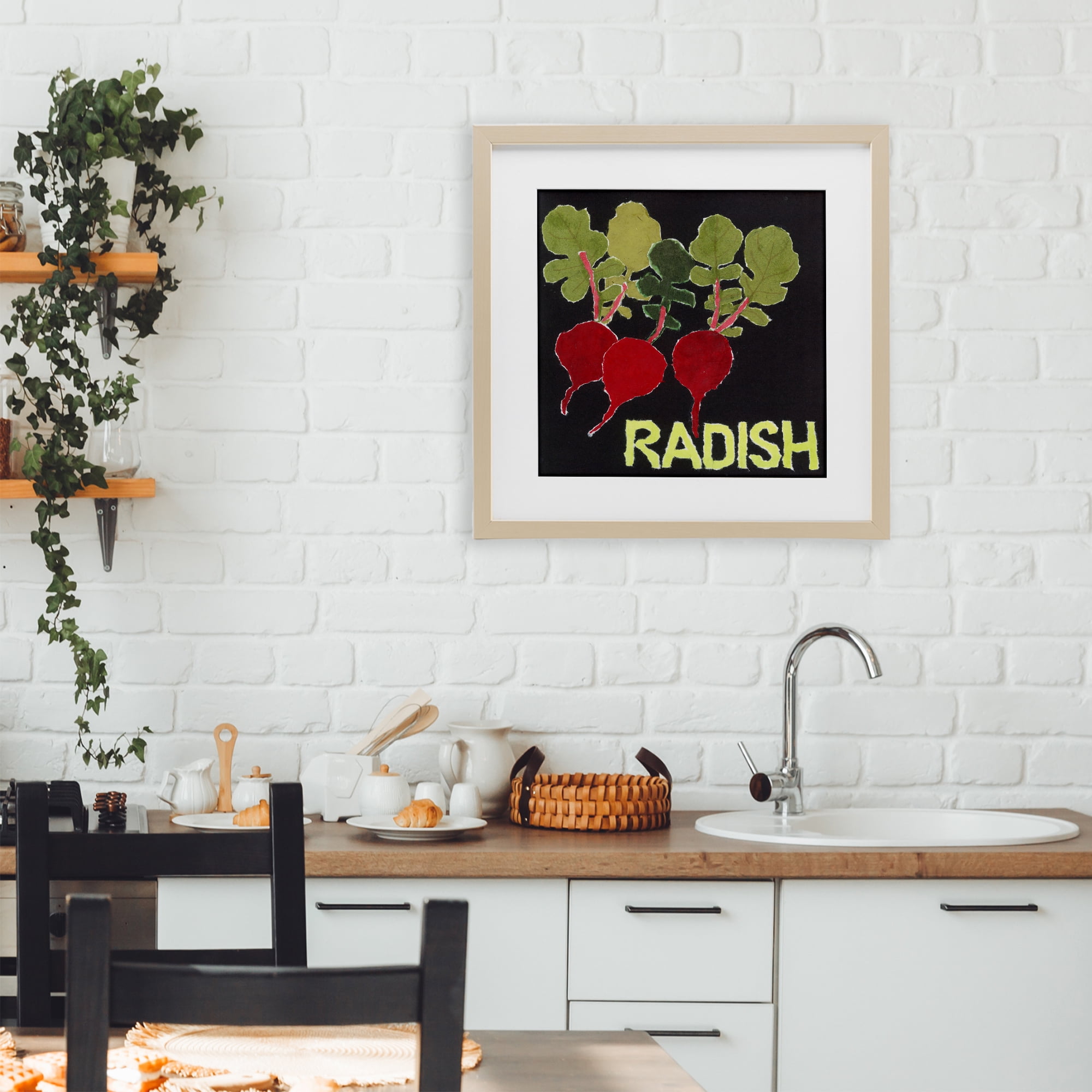 Stupell Industries Collaged Radish Vegetables Birch Framed Print Under Glass, design by Nancy Overton