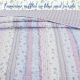 thumbnail image 3 of Cozy Line Home Fashions Shabby Chic Floral Ruffle Stripe 100% Cotton Reversible Quilt Set (Lavender, Queen - 3 Piece), 3 of 6