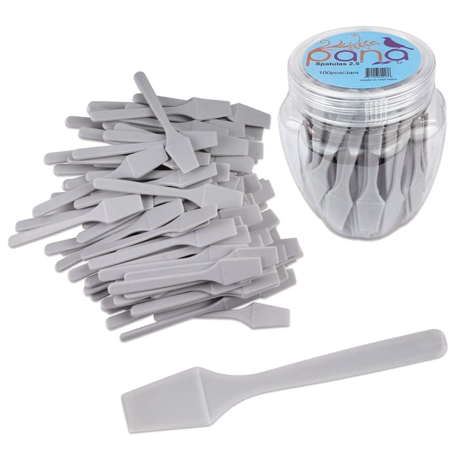 Espátulas cosméticas PANA, 100 unidades, desechables, de plástico, 6,35 cm, color gris