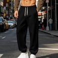 thumbnail image 2 of Riecok Open Bottom Sweatpants Men Big and Tall Elastic Waist Drawstring Pants Pull on Sweat Pant Workout Fall Trouser with Pockets Black XL, 2 of 8