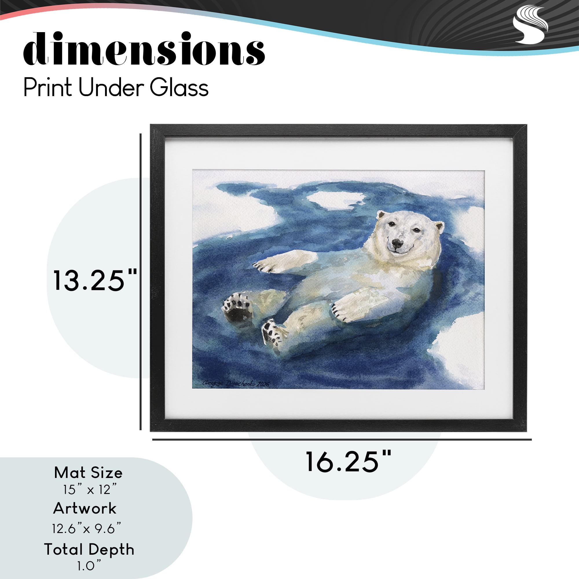 Stupell Industries Polar Bear Icy Bath Time Black Framed Print Under Glass, design by George Dyachenko