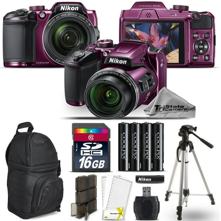 Nikon Coolpix Plum - Nikon COOLPIX B500 Plum Camera 40x Optical Zoom + Tripod + Backpack - 16GB Kit