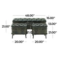 thumbnail image 4 of DecMode Metal Weathered Storage Bench with Dark Brown Tufted Faux Leather, Black, Set of 3, 4 of 14