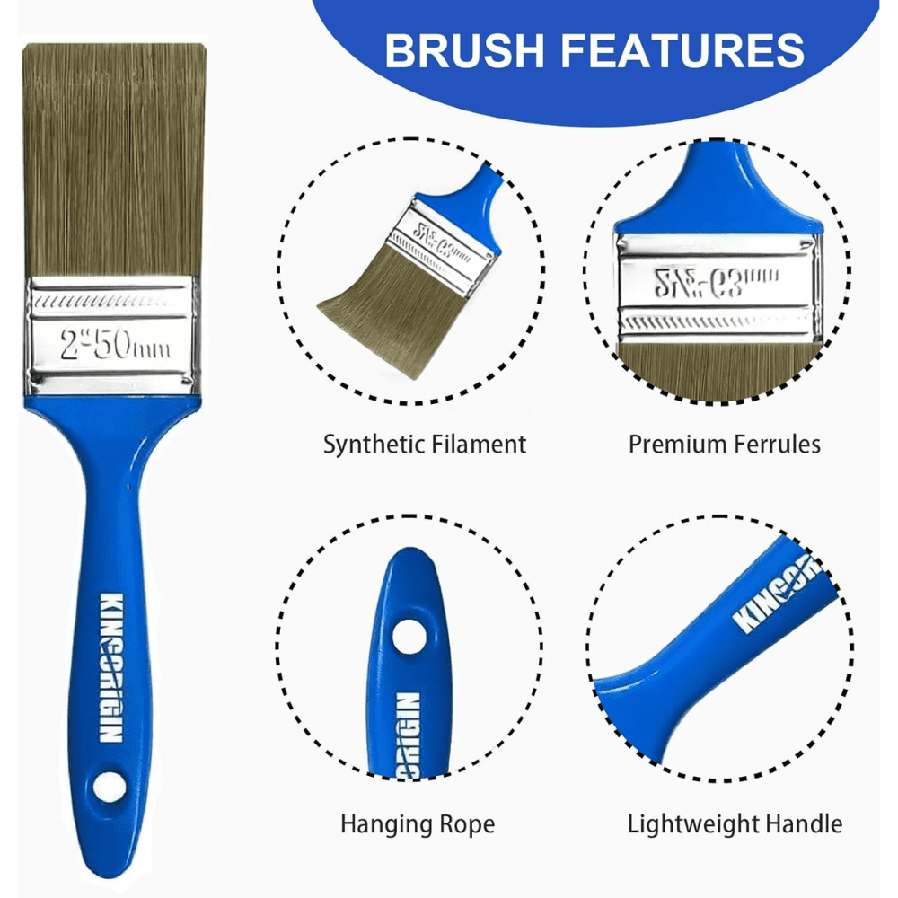 KINGORIGIN 30-Pack 2 inch Paint Brushes, Treated Bristles, Plastic Handle, Bulk Paint Brushes for Walls, Furniture, Trim, And Craft Project