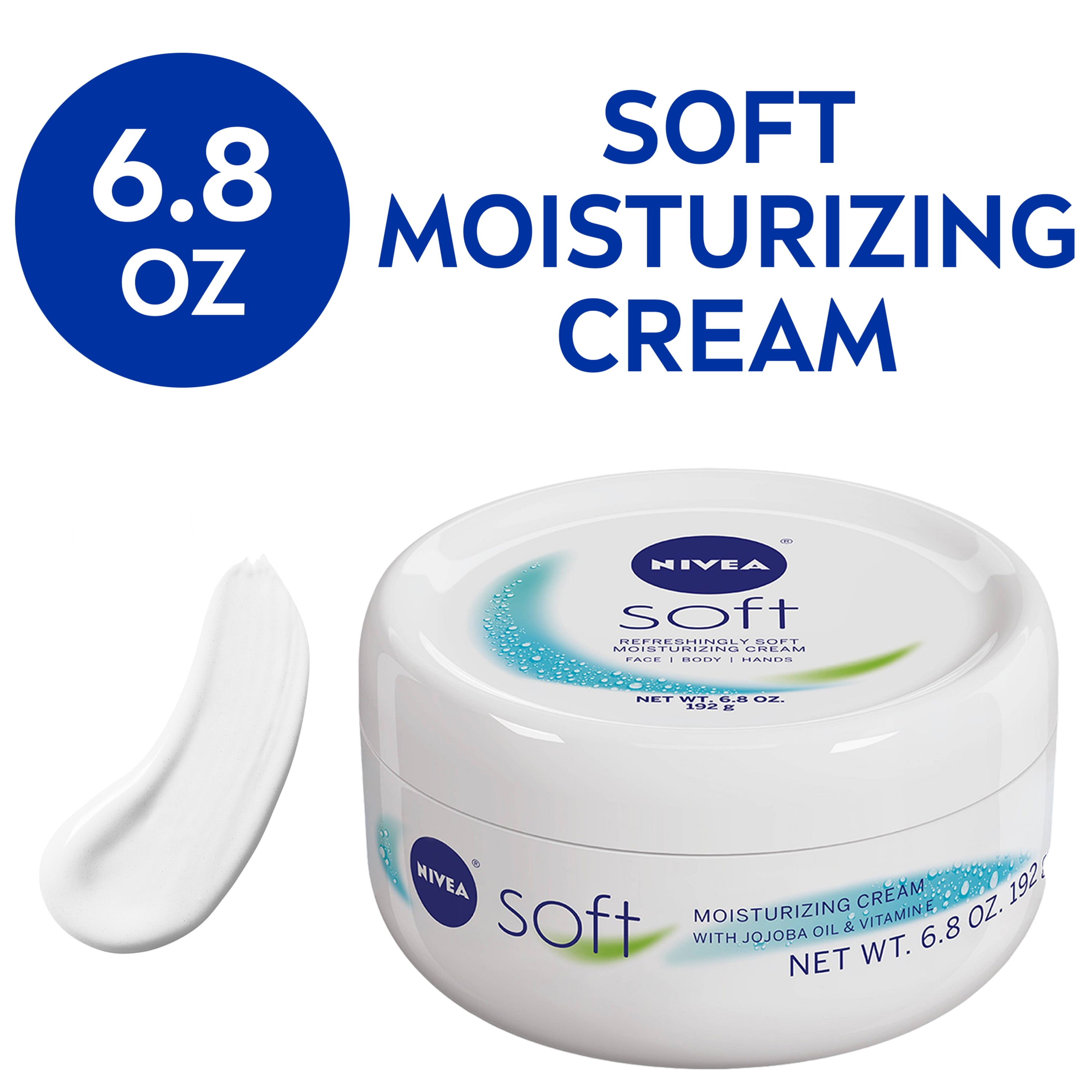 NIVEA Soft Cream, Refreshingly Soft Moisturizing Cream, Body Cream, Hand Cream, and Face Cream, 6.8 Oz Jar