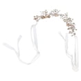 thumbnail image 2 of Diadema de cristal para novia, diseño exquisito de hojas y flores, cinta suave para la cabeza para bodas, cumpleaños y fiestas, color dorado, 2 of 15
