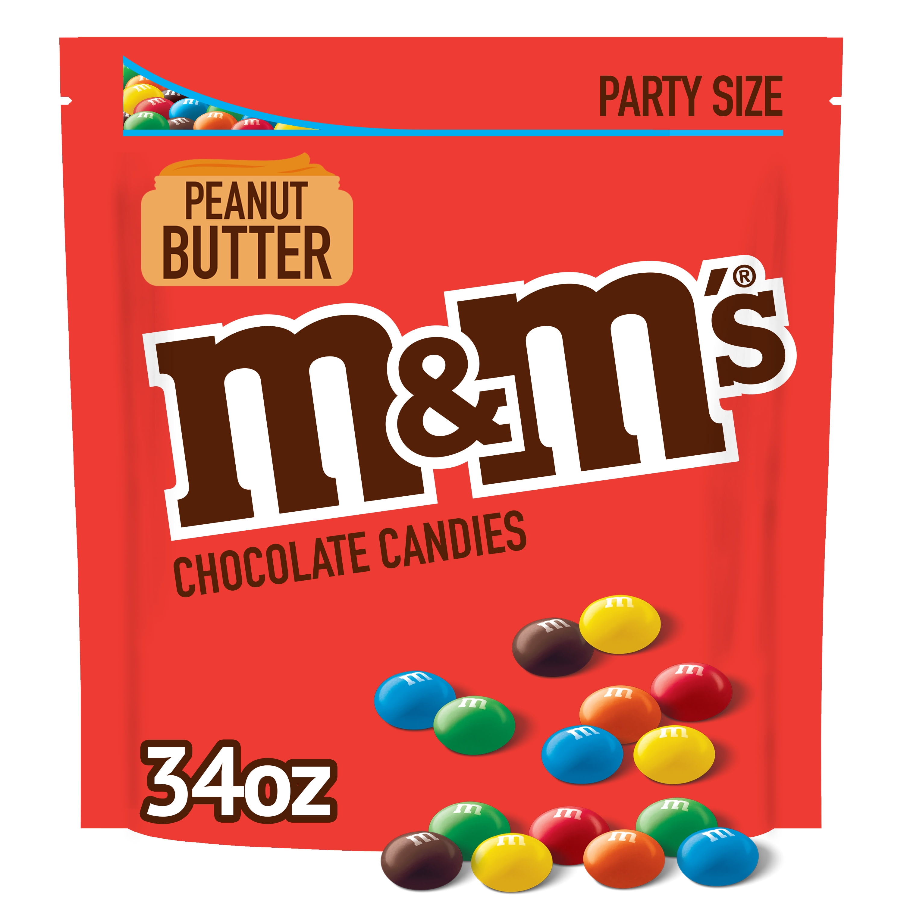M&M's Peanut Butter Milk Chocolate Candy, Party Size - 34 oz Bag
