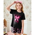 thumbnail image 4 of Girls Pajamas Sets Short Sleeve Summer Pjs for Girls Bow Sleepwear Clothes Sets Size 3-16, 4 of 4