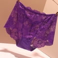 thumbnail image 2 of HUITKMM Womens Underwear Ladies' Lace Solid Color Transparent Mid High Waist Plus Size Triangle Pants, 2 of 3