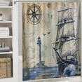 thumbnail image 6 of Orinice  Nautical Lighthouse Shower Curtain Sets, Sailboat Coastal Compass Anchor Bathroom Decor with Non-Slip Rugs, Toilet Lid Cover and Bath Mat, Waterproof Shower Curtains with 12 Hooks,  36x72, 6 of 7
