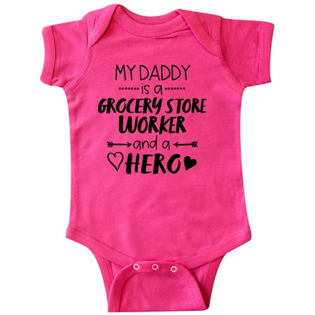 

Inktastic My Daddy is a Grocery Store Worker and a Hero Gift Baby Boy or Baby Girl Bodysuit