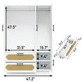 thumbnail image 6 of 3-Door Armoire Wardrobe Closet for Bedroom with Mirror & LED Lights, 70" Rattan Door Wardrobe with 2 Drawers and 4-Layer Shelves, Boho Large Armoire Clothes Organizer with 2 Hanging Rods, 6 of 10