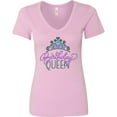 thumbnail image 3 of Inktastic Birthday Queen with Pink and Purple Tiara Women's V-Neck T-Shirt, 3 of 5