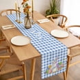 thumbnail image 3 of Easter Table Runner - 60 Inch Long, Kitchen Dining Table Runner Dresser Scarves, Spring Watercolor Bunny Eggs Butterflies Blue Plaid Farmhouse Decor for Coffee Tables Wedding Party Banquet, 3 of 8