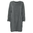 thumbnail image 3 of Chandail d'Hiver pour Femmes Tricoté Col Roulé Chaud Manches Longues avec Poche Mini Robe Chandail, 3 of 7