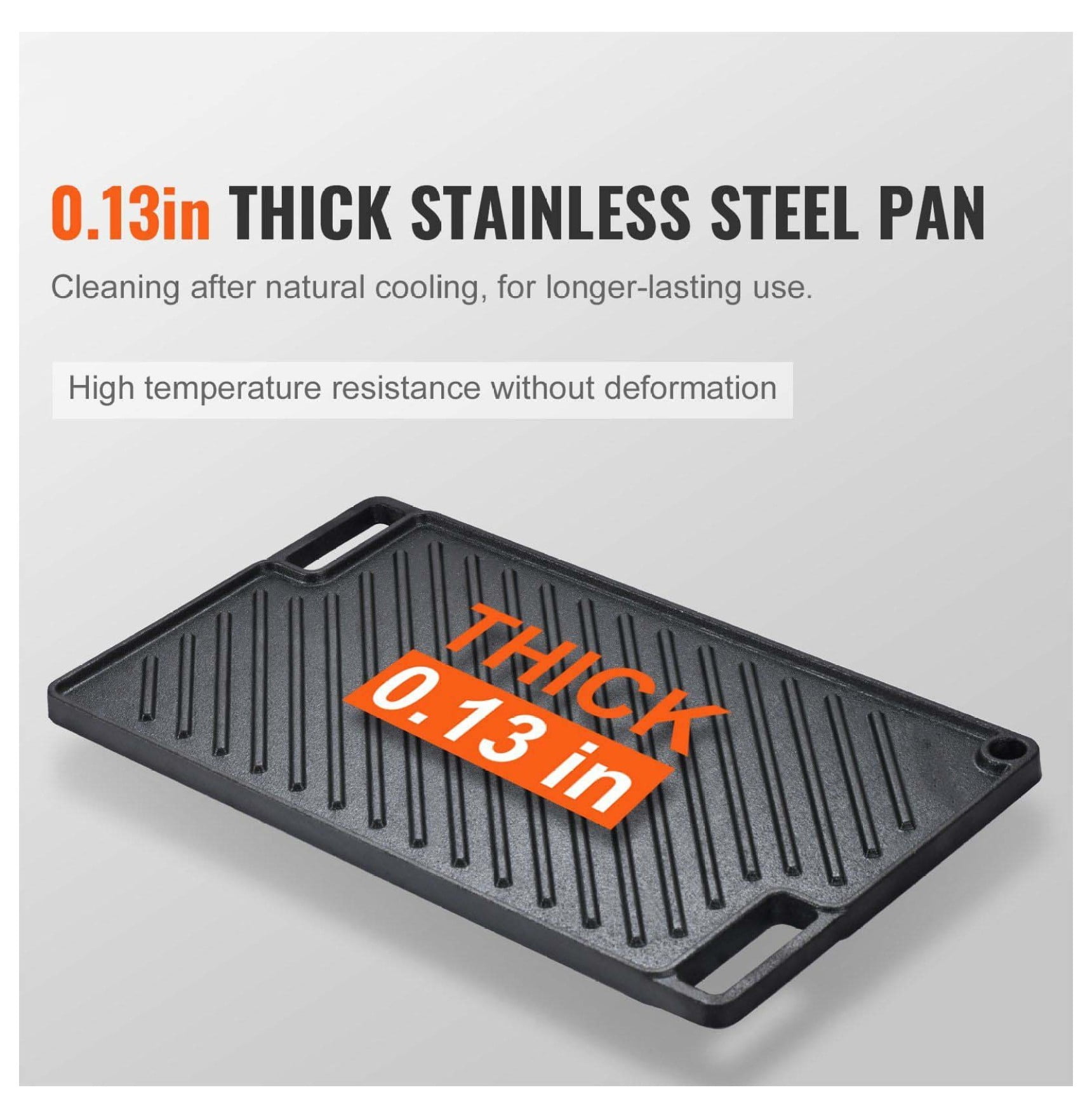 Cast Iron Griddle 9.7x16.7", Pre-Seasoned Double Burner Grill Pan, Non-Stick Flat Top for BBQ, Stove Top, Gas Grill - Black