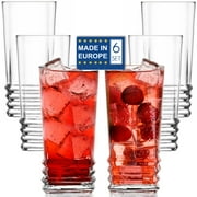 Crystalia Glassware Small Highball Glasses Set of 6, Square Drinking Glasses, Clear Crystal Tumblers for Water, Juice, Wine, Beer, Whiskey, and Cocktails, 11 1/4 Ounce