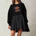 thumbnail image 2 of Pisexur Robes de Noël pour Femmes Mode Imprimé Noël Robes de Vacances Décontractées Col Rond Manches Longues Robe Fluide à Étages Mini Robe de Fête, 2 of 4