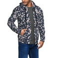 thumbnail image 3 of Zip Up Hoodies for Men - daisies floral dotted navyblue Long Sleeve Comfrt Men'S Fashion Hoodies & Sweatshirts, Jackets for Men Hoodies Pullover Clothing Clothes with Pouch, 3 of 5