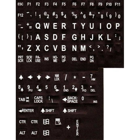 Viziflex Seels KTSB Large Print White on Black Keyboard Stickers