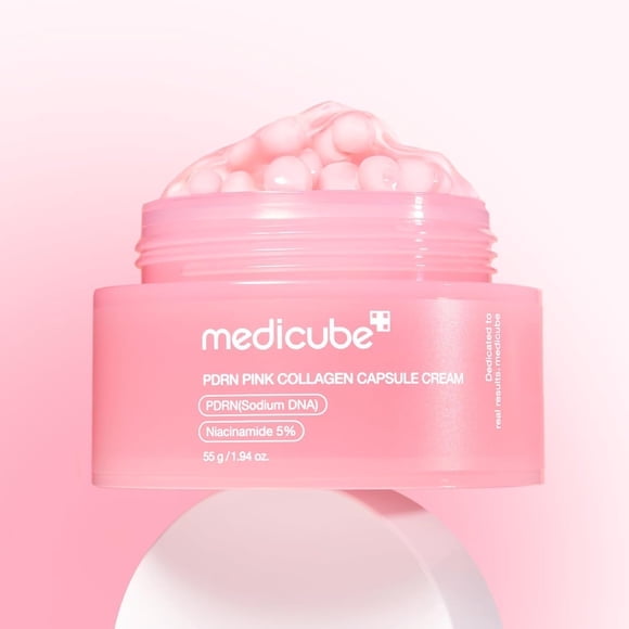 medicube 4 PACK Salmon DNA PDRN Crema de cápsula de colágeno rosa, hidratante facial | Crema hidratante ligera | PDRN, niacinamida para tono de piel desigual, hidratación brillante