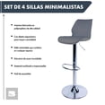 thumbnail image 2 of Set 4 Bancos Altos Ajustable Con Respaldo Para Barra Cocina gris, 2 of 8