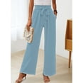 thumbnail image 5 of Women'S Wide Leg Lounge Pants with Pockets High Waisted Adjustable Tie Knot Loose Trousers Light Blue XL, 5 of 7