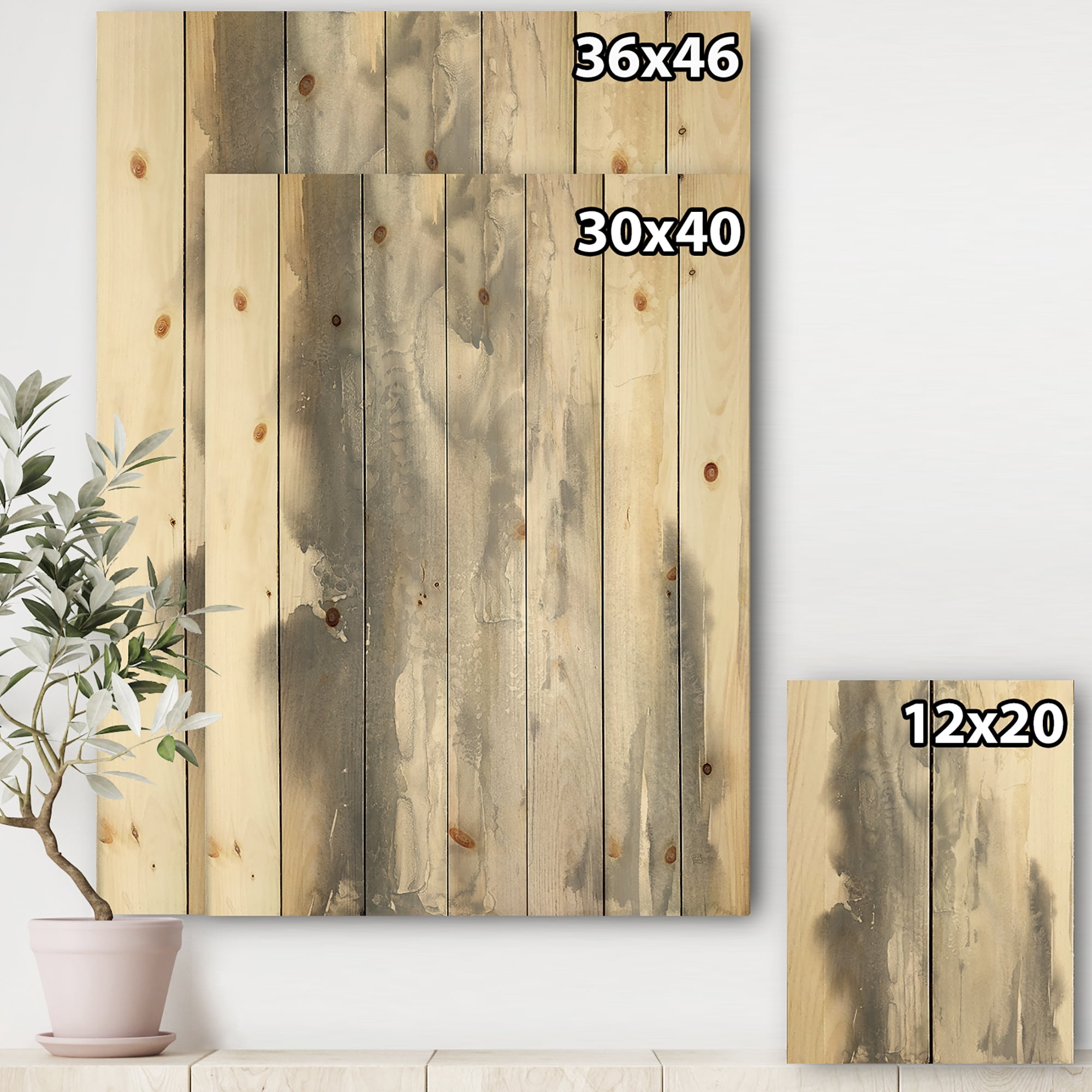 Designart 'Gold Glamour Direction II' Modern & Contemporary Print on Natural Pine Wood