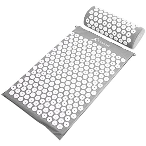Ki Acupressure Mat and Pillow Set with 100 Natural Linen for Back Neck Pain Relief and Muscle Relaxation